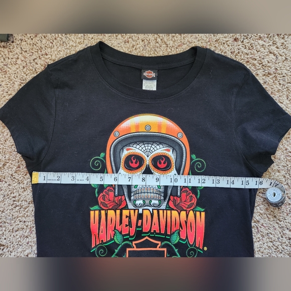 Harley Davidson women's short sleeved shirt Kansas City skull - Picture 7 of 7